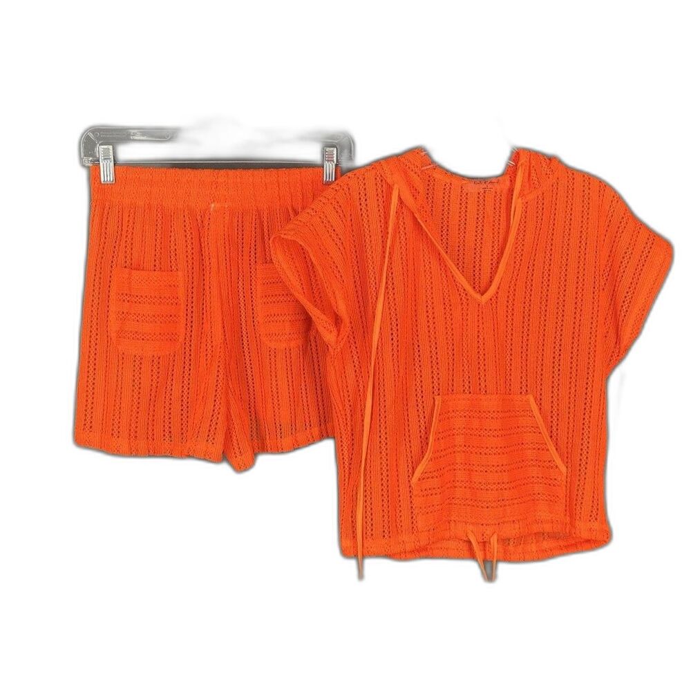 Kiwi & Punch Neon Orange Two Piece Short Set Size Small With Tags